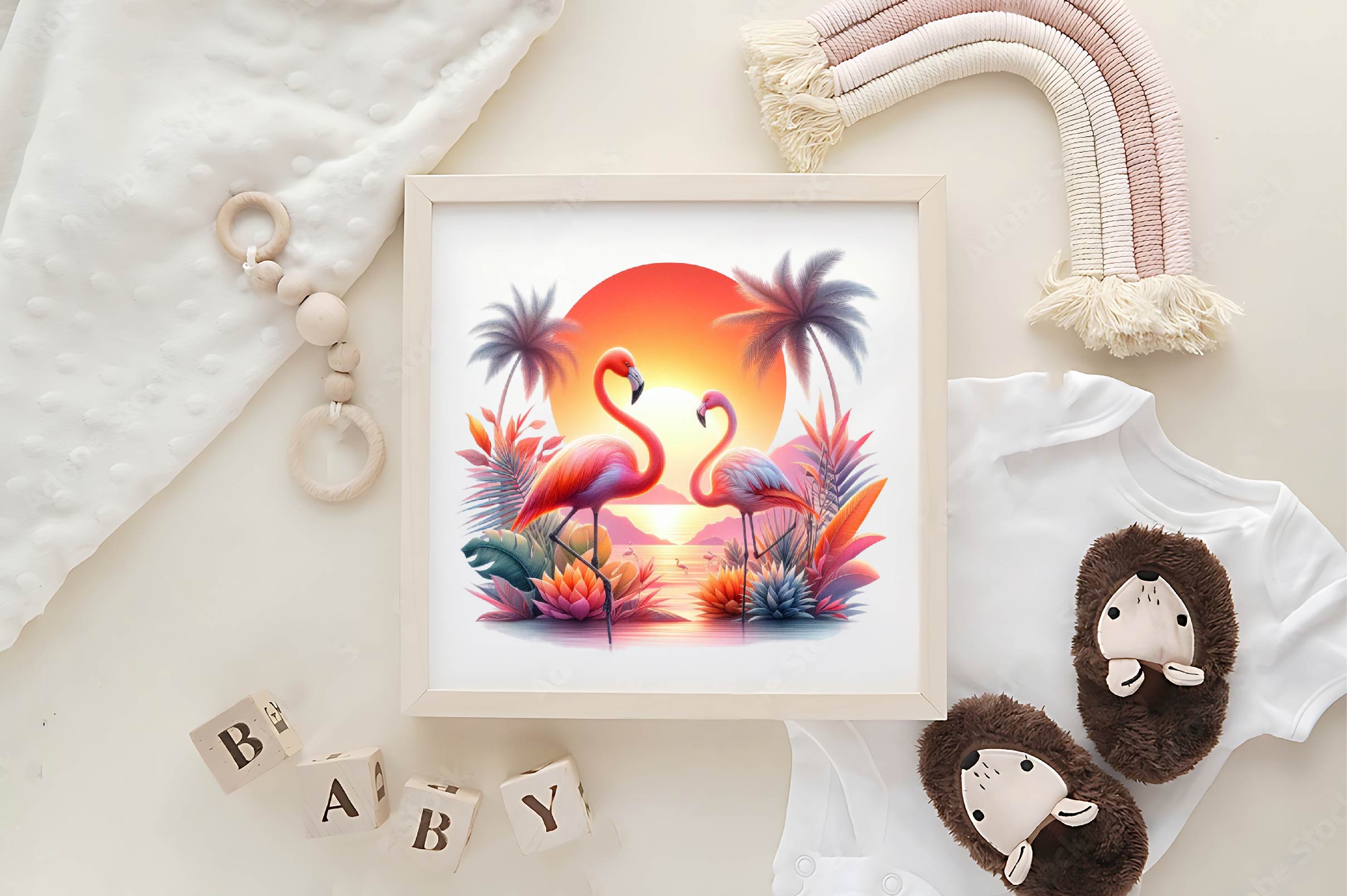 Tropical Sunset Flamingo Clipart Bundle - CraftNest - Digital Crafting and Art