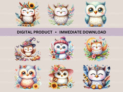 Cute Owls Clipart Bundle - CraftNest - Digital Crafting and Art