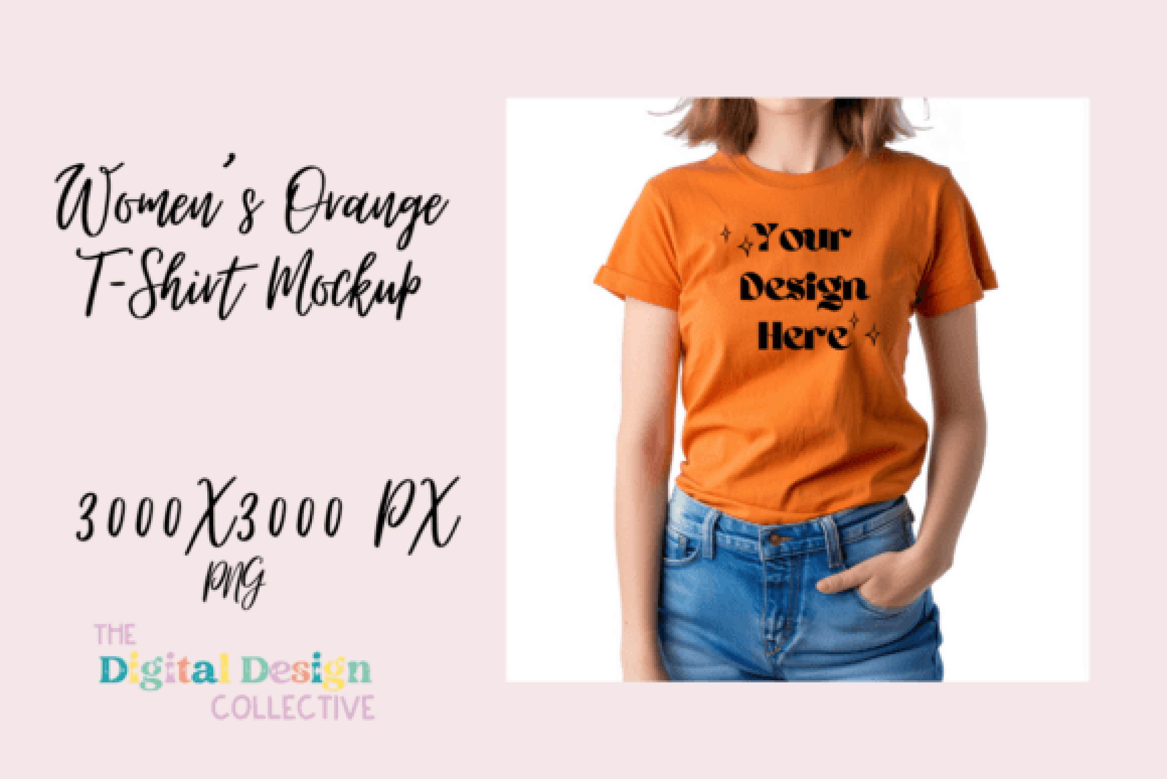 Women's Orange T-shirt Mockup