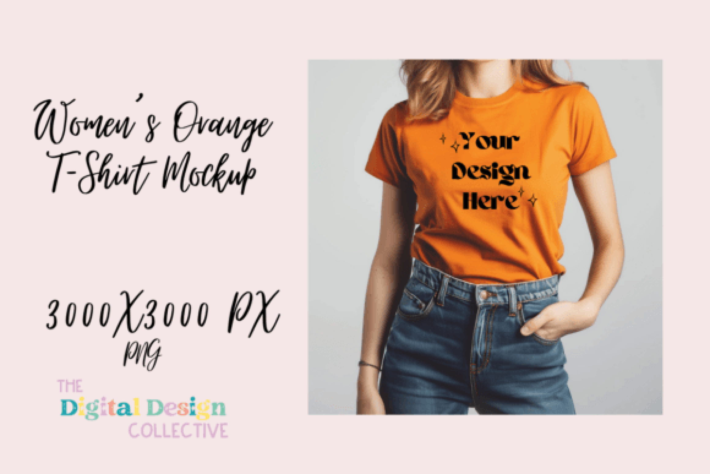 Women's Orange T-shirt Mockup