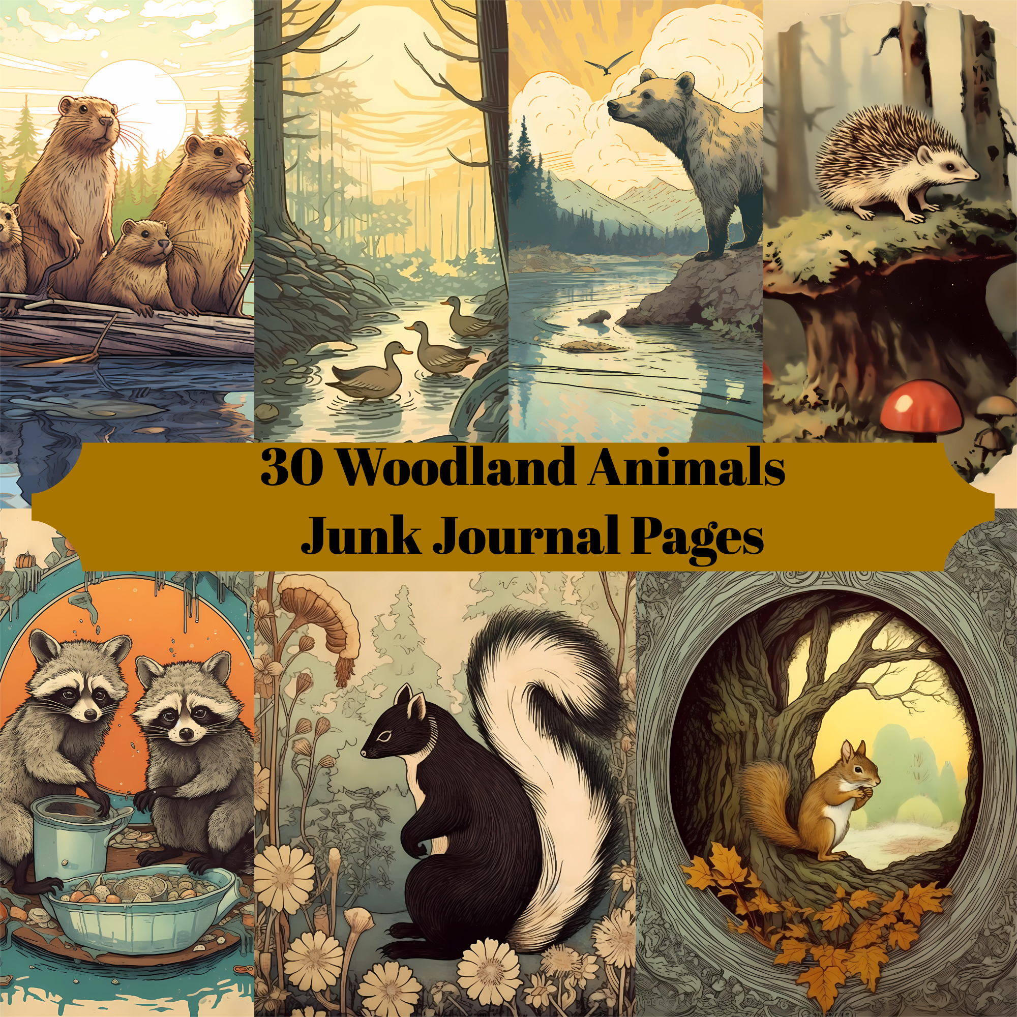 Woodland Animals Junk Journal Pages - CraftNest