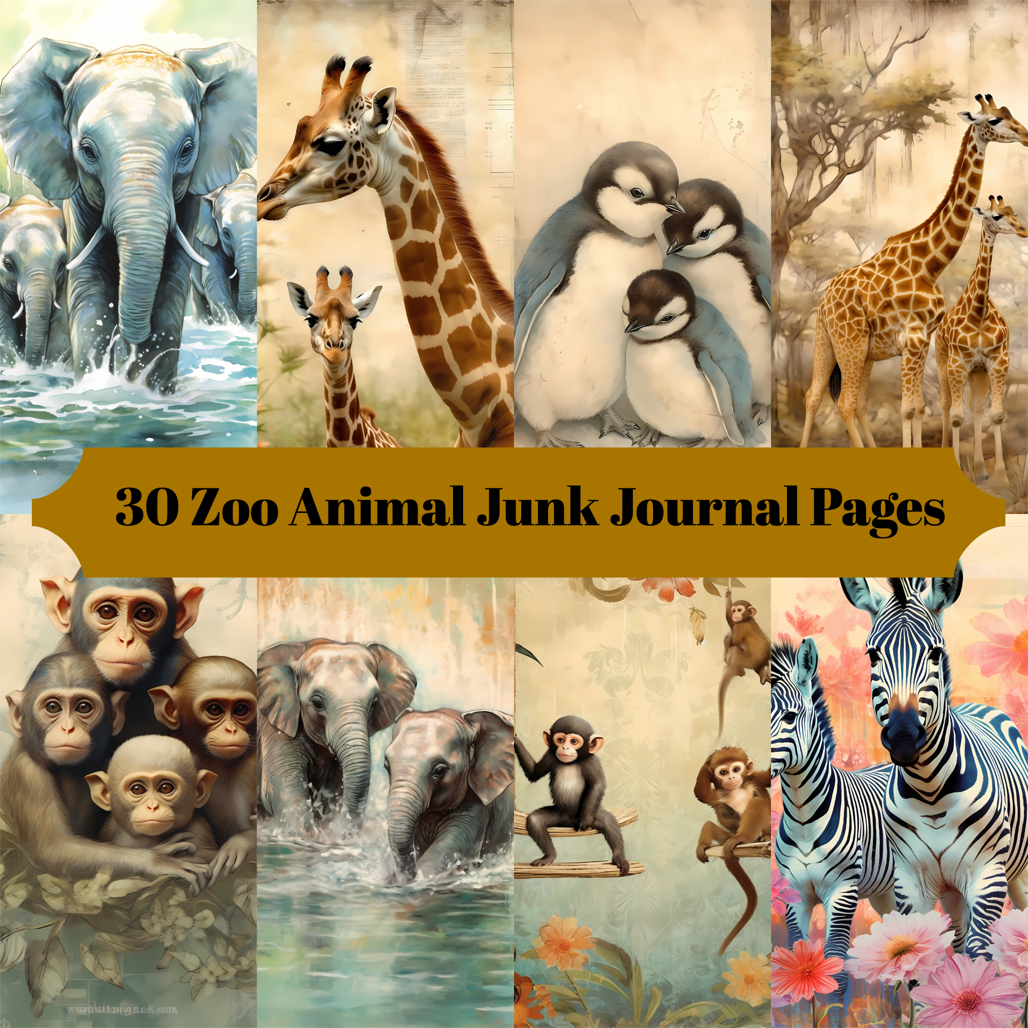 Baby Animals Zoo Junk Journal Pages - CraftNest
