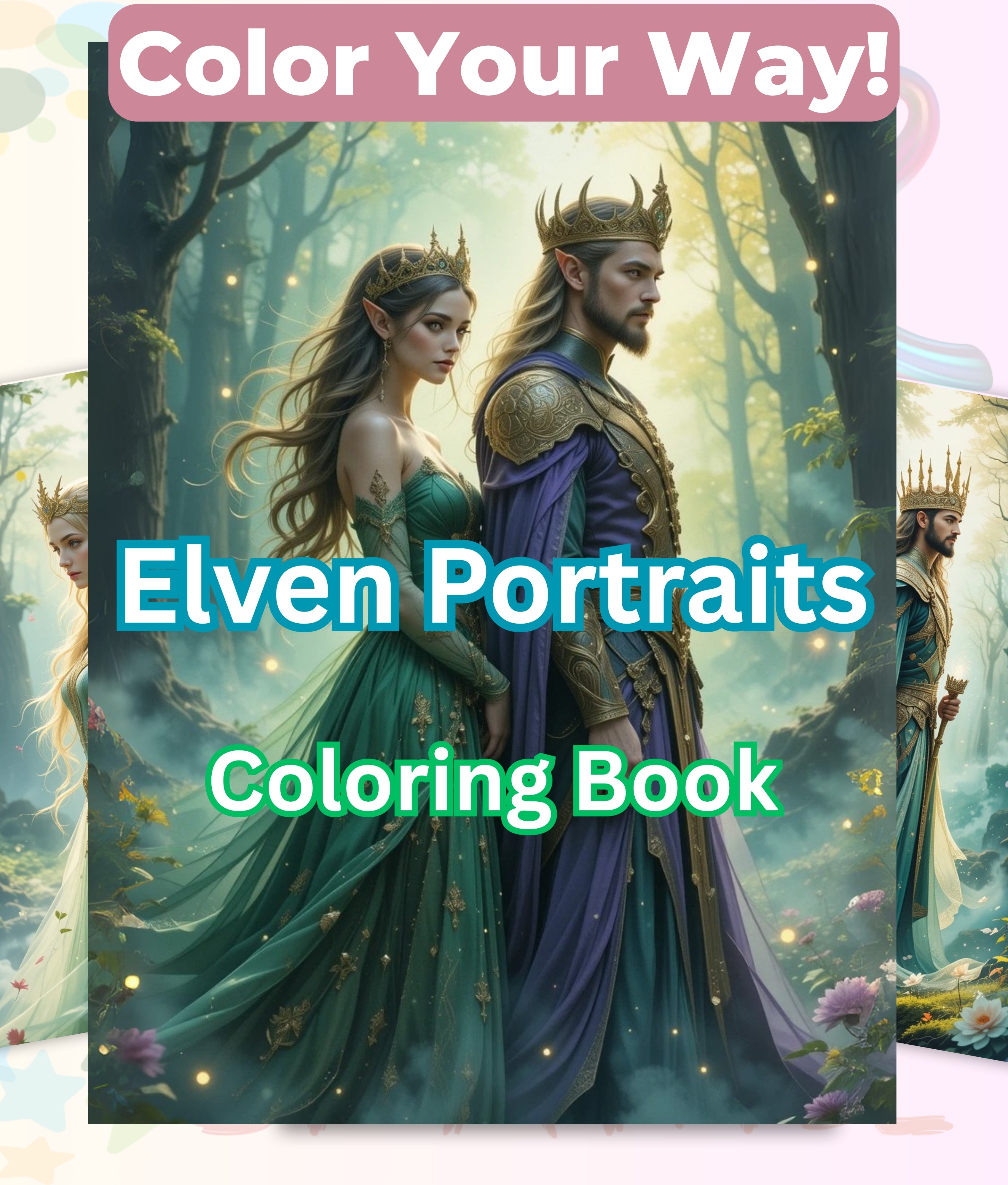 Elven Portraits Coloring Book Bundle
