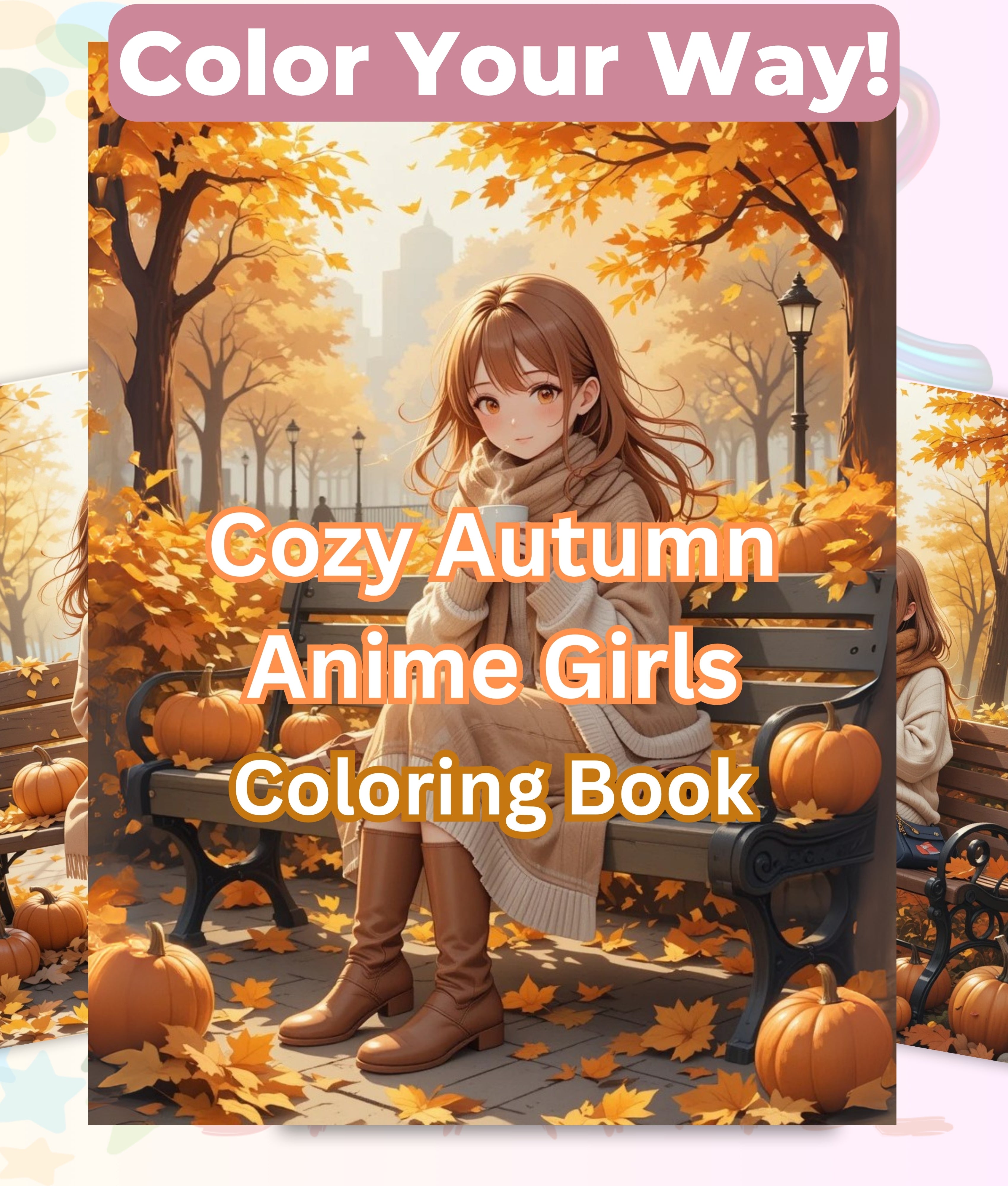 Cozy Autumn Anime Girls Coloring Books Bundle
