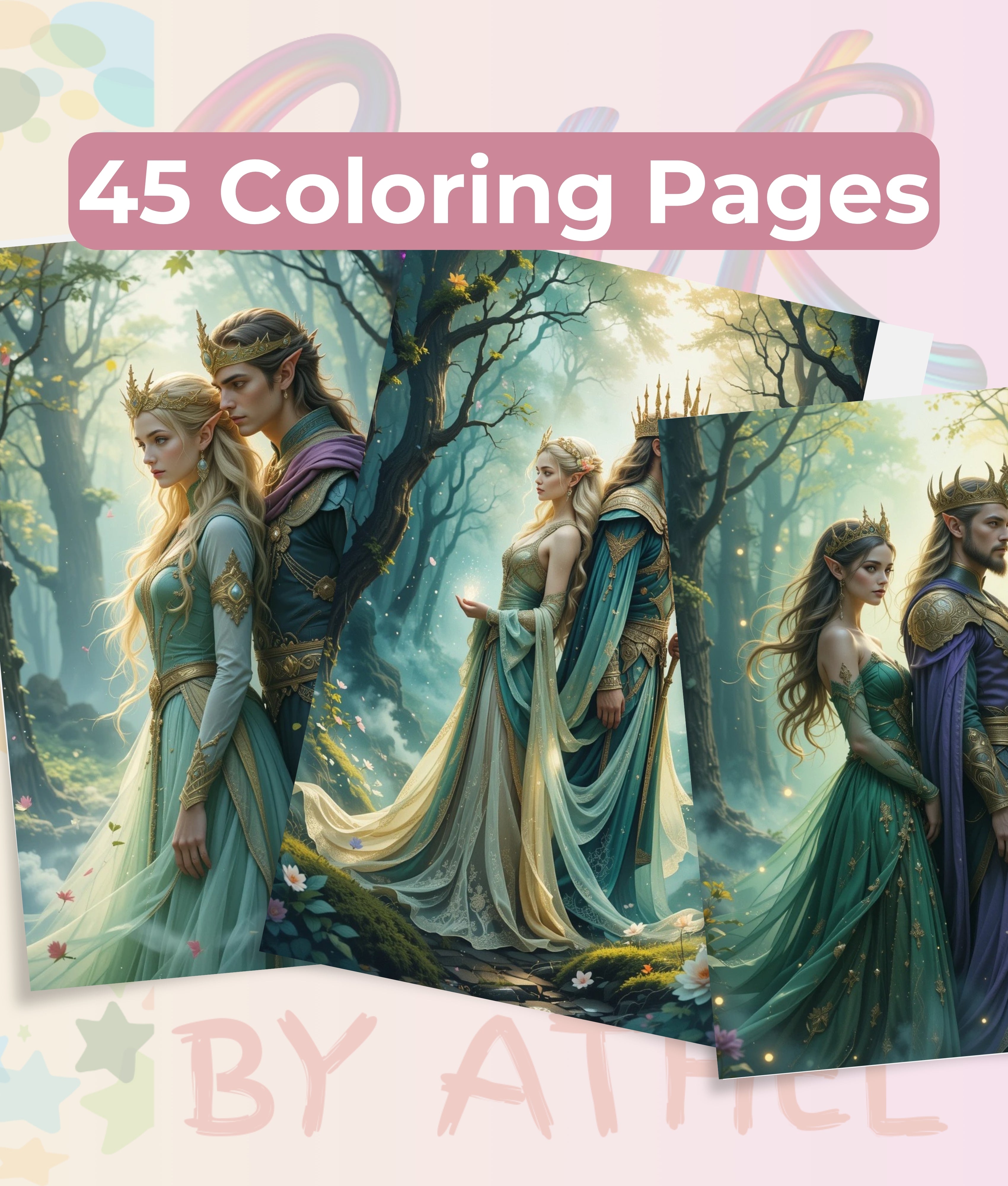 Elven Portraits Coloring Book Bundle