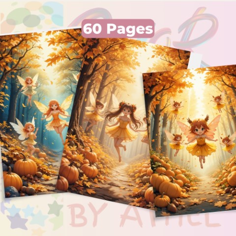 Autumn Fairies Coloring Books for Kids Bundle