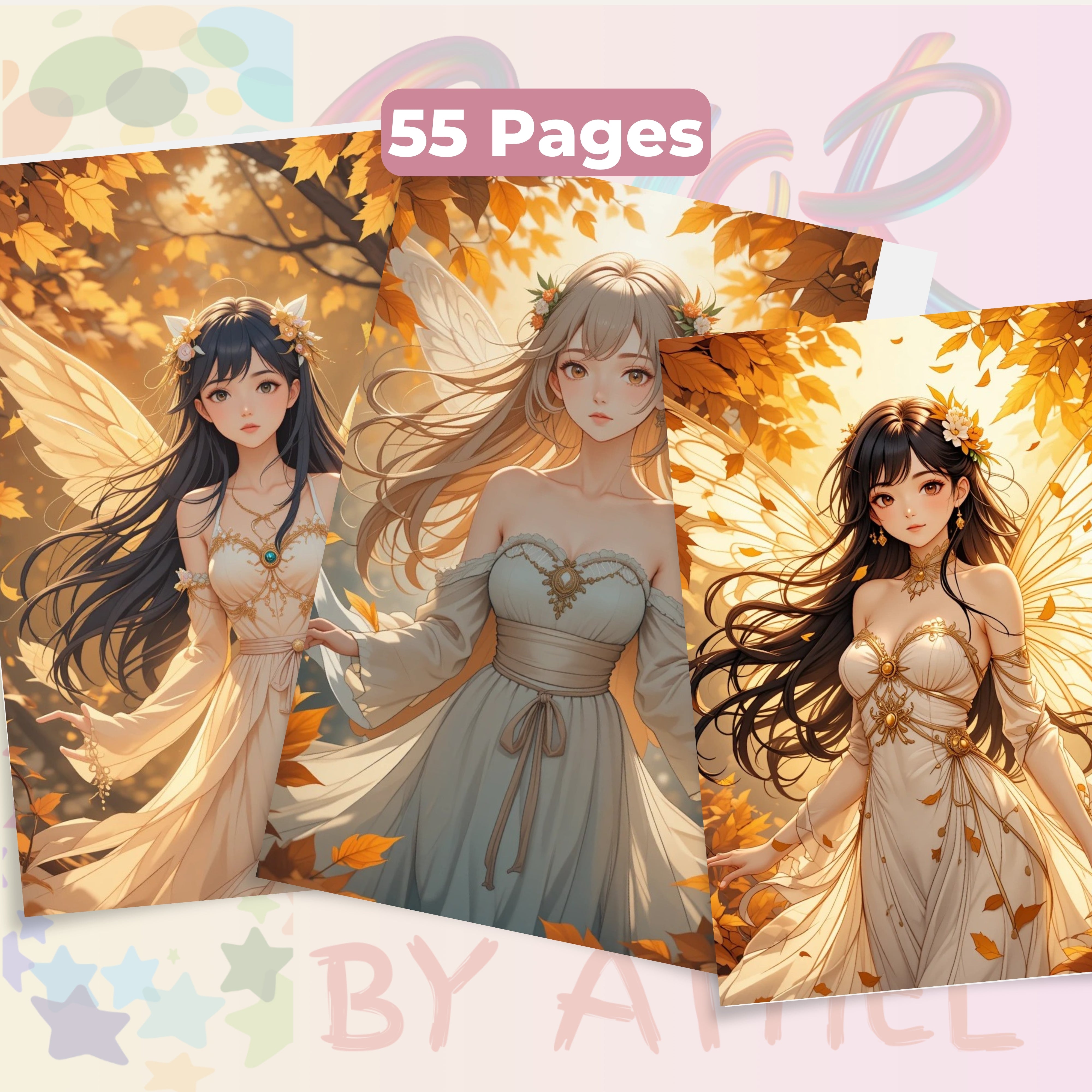 Anime Autumn Fairies Coloring Book Bundle