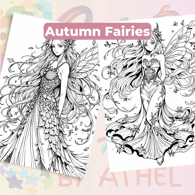Anime Autumn Fairies Coloring Book Bundle - CraftNest - Digital Crafting and Art