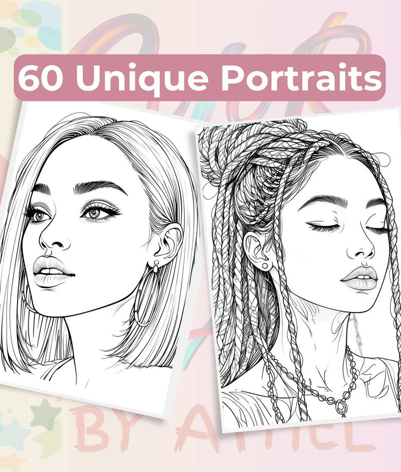 African American Women Portrait Coloring Book Bundle - CraftNest - Digital Crafting and Art