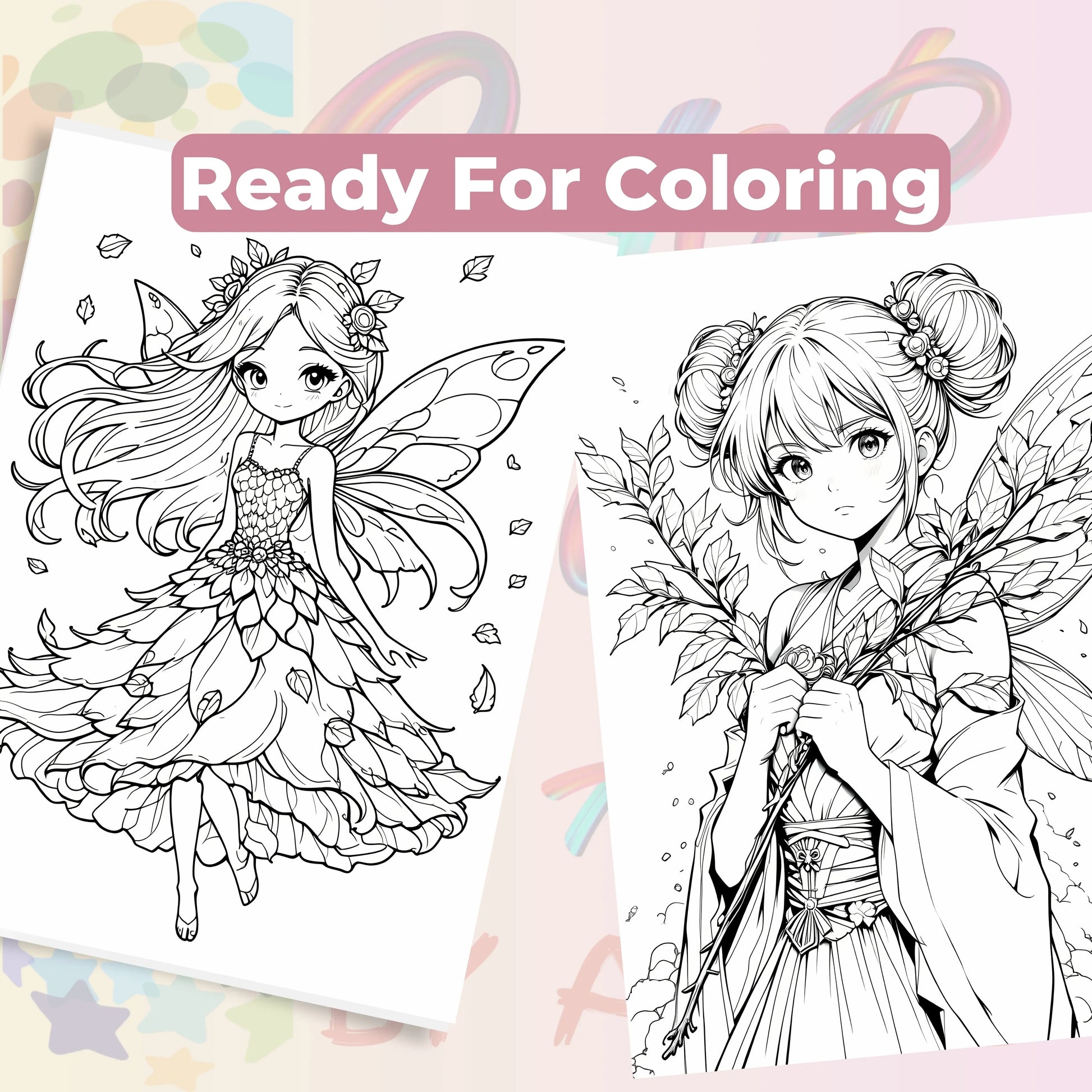 Anime Autumn Fairies Coloring Book Bundle - CraftNest - Digital Crafting and Art