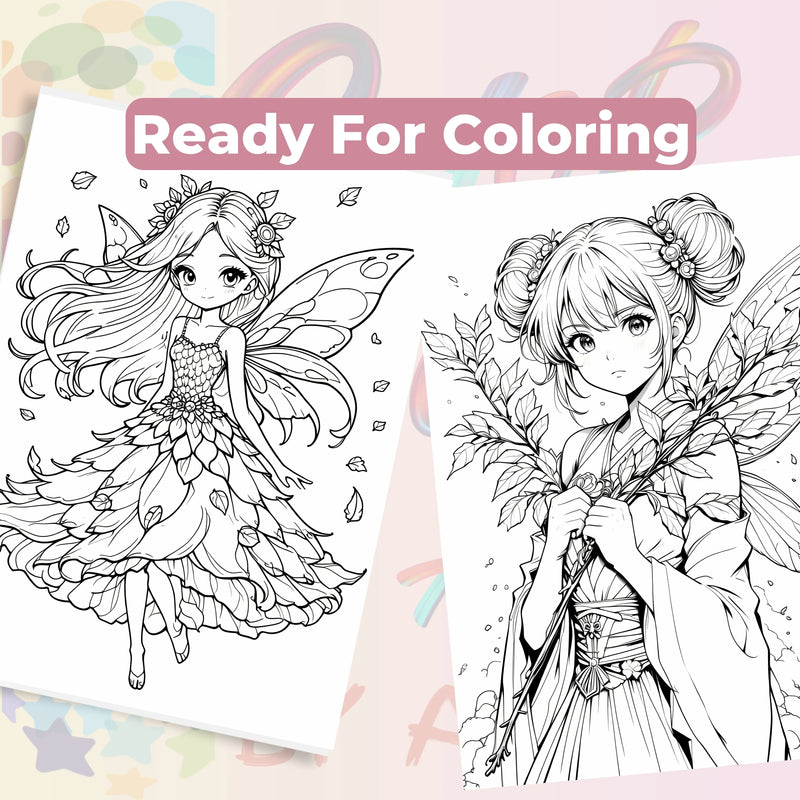 Anime Autumn Fairies Coloring Book Bundle - CraftNest - Digital Crafting and Art