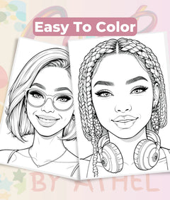 African American Women Portrait Coloring Book Bundle - CraftNest - Digital Crafting and Art
