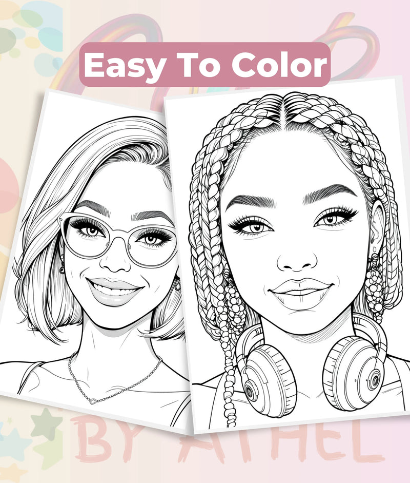 African American Women Portrait Coloring Book Bundle - CraftNest - Digital Crafting and Art