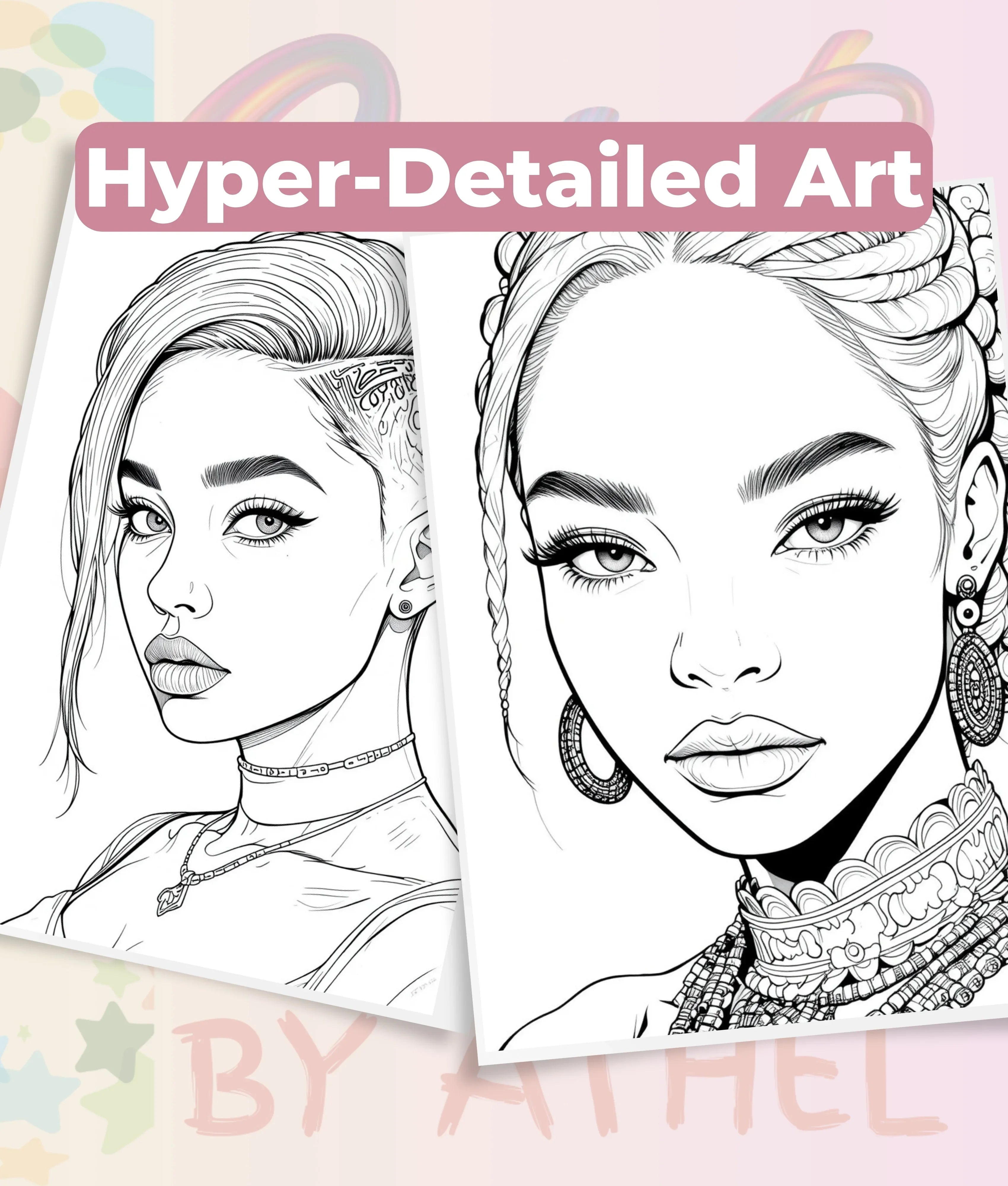 African American Women Portrait Coloring Book Bundle - CraftNest - Digital Crafting and Art