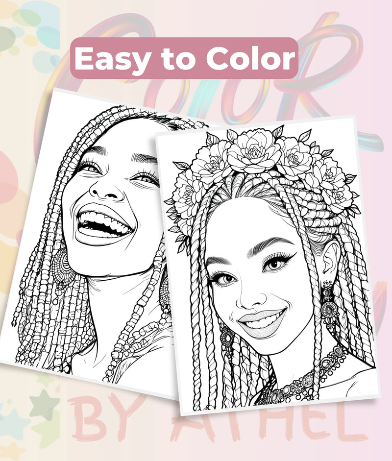 African American Women Portrait Coloring Book Bundle - CraftNest - Digital Crafting and Art