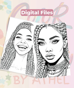 African American Women Portrait Coloring Book Bundle - CraftNest - Digital Crafting and Art