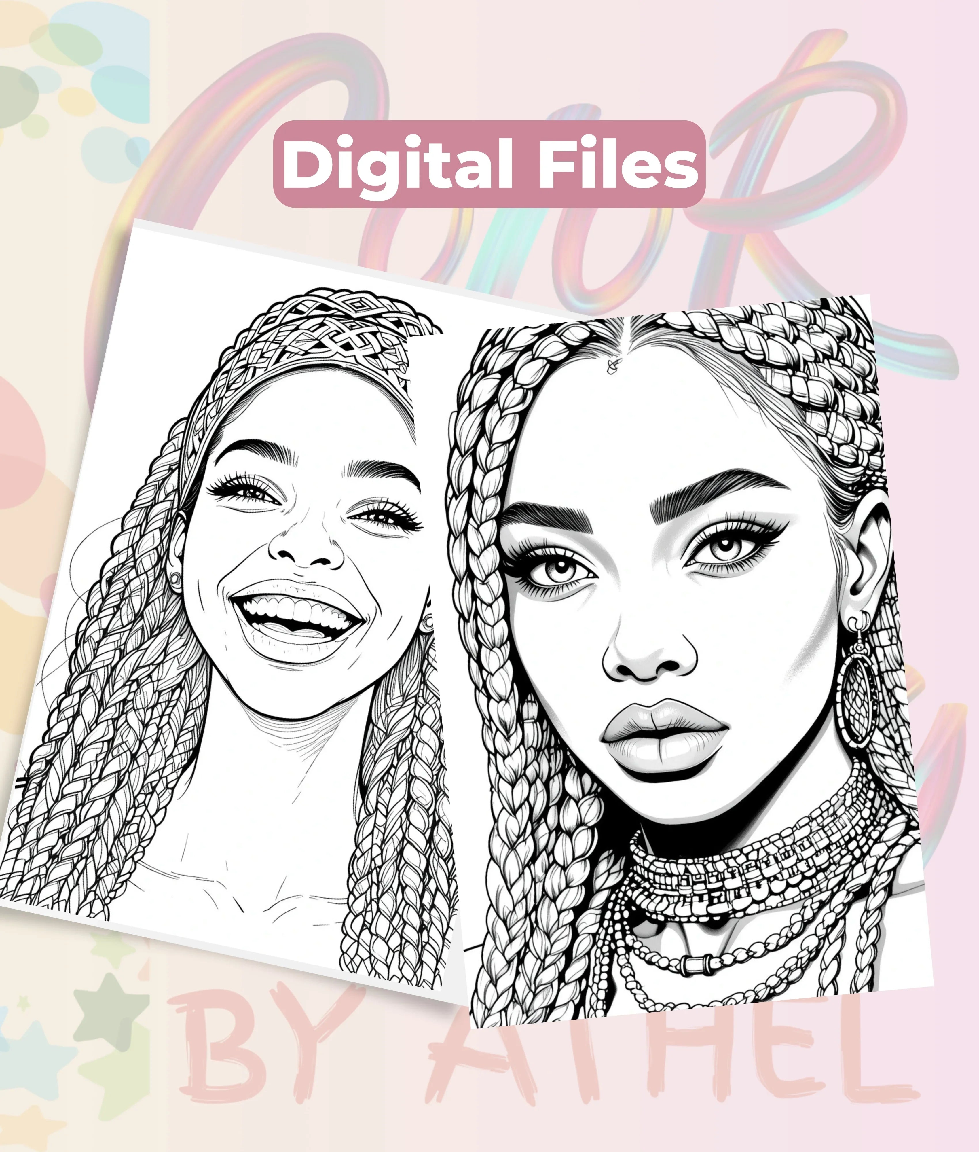 African American Women Portrait Coloring Book Bundle - CraftNest - Digital Crafting and Art