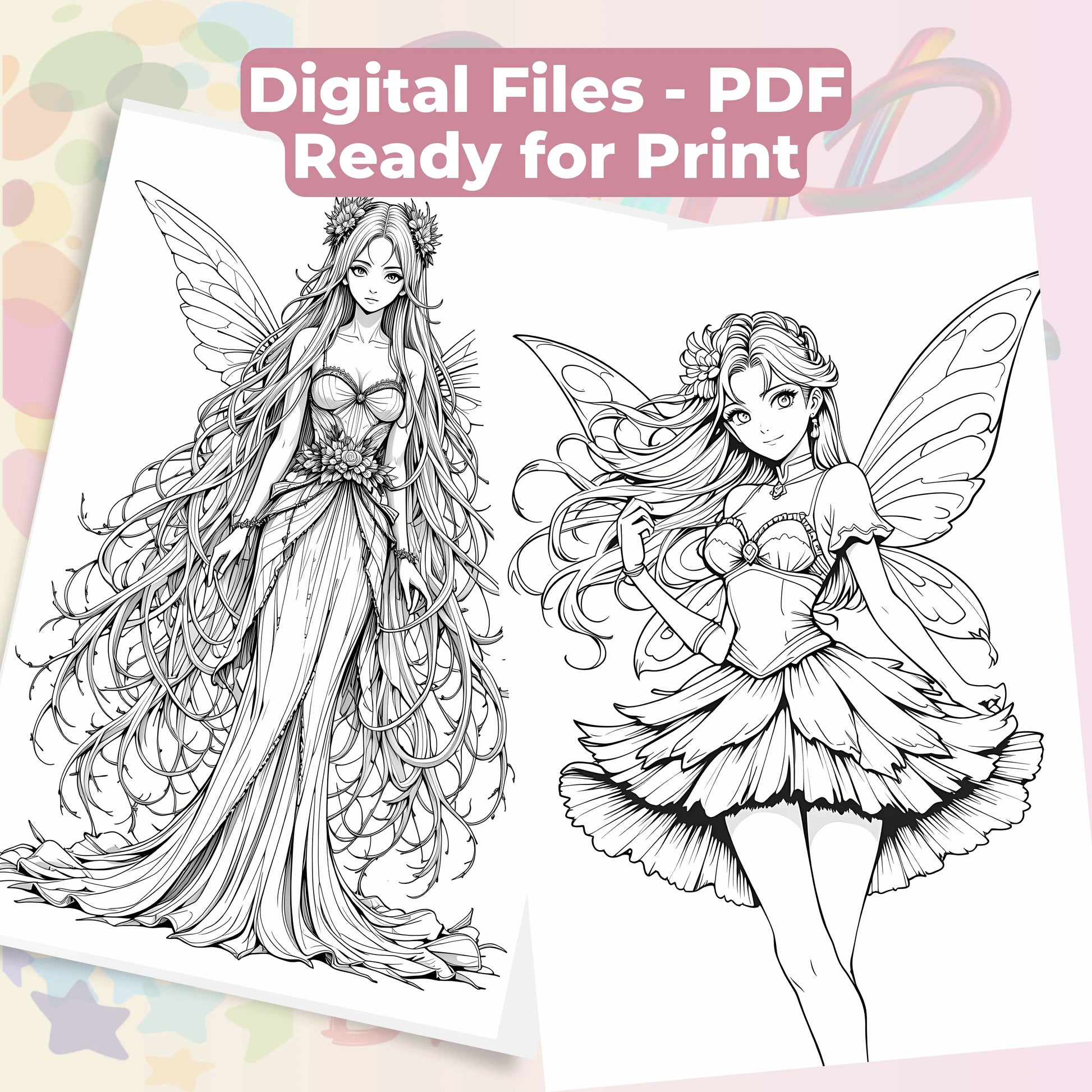 Anime Autumn Fairies Coloring Book Bundle - CraftNest - Digital Crafting and Art