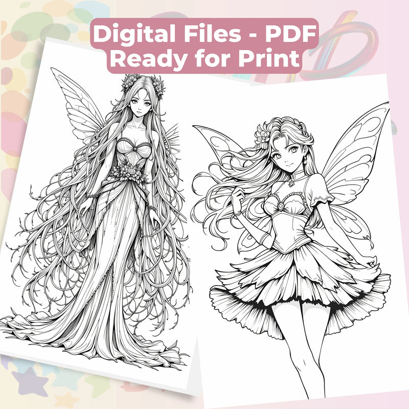 Anime Autumn Fairies Coloring Book Bundle - CraftNest - Digital Crafting and Art