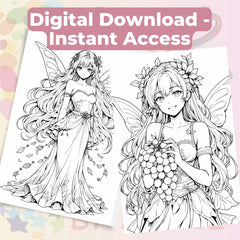 Anime Autumn Fairies Coloring Book Bundle - CraftNest - Digital Crafting and Art