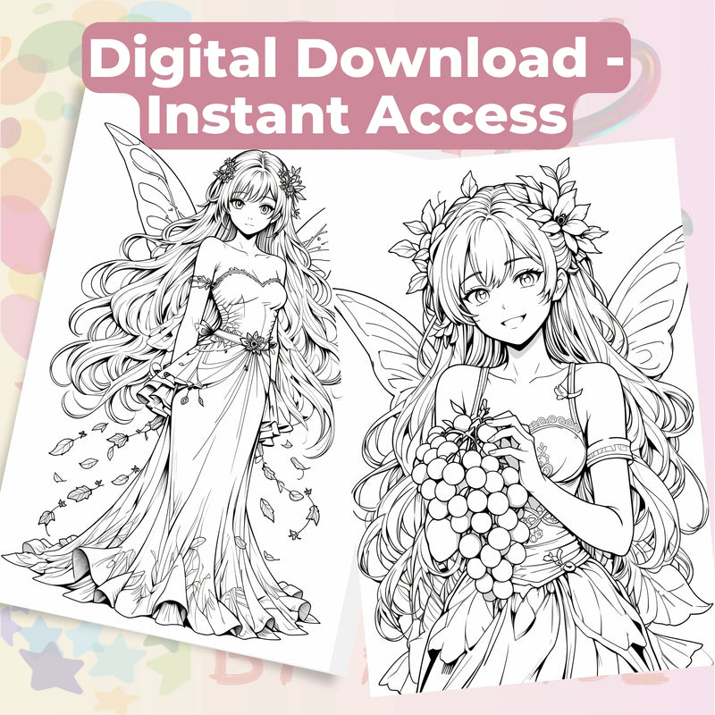 Anime Autumn Fairies Coloring Book Bundle - CraftNest - Digital Crafting and Art
