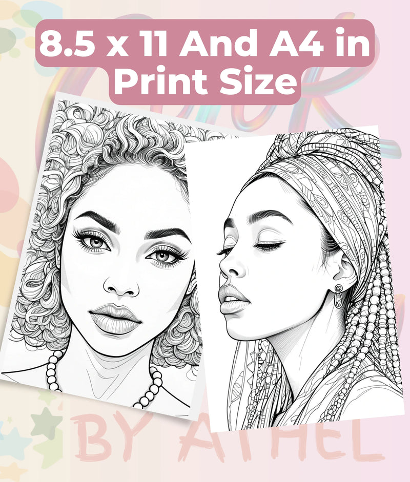 African American Women Portrait Coloring Book Bundle - CraftNest - Digital Crafting and Art