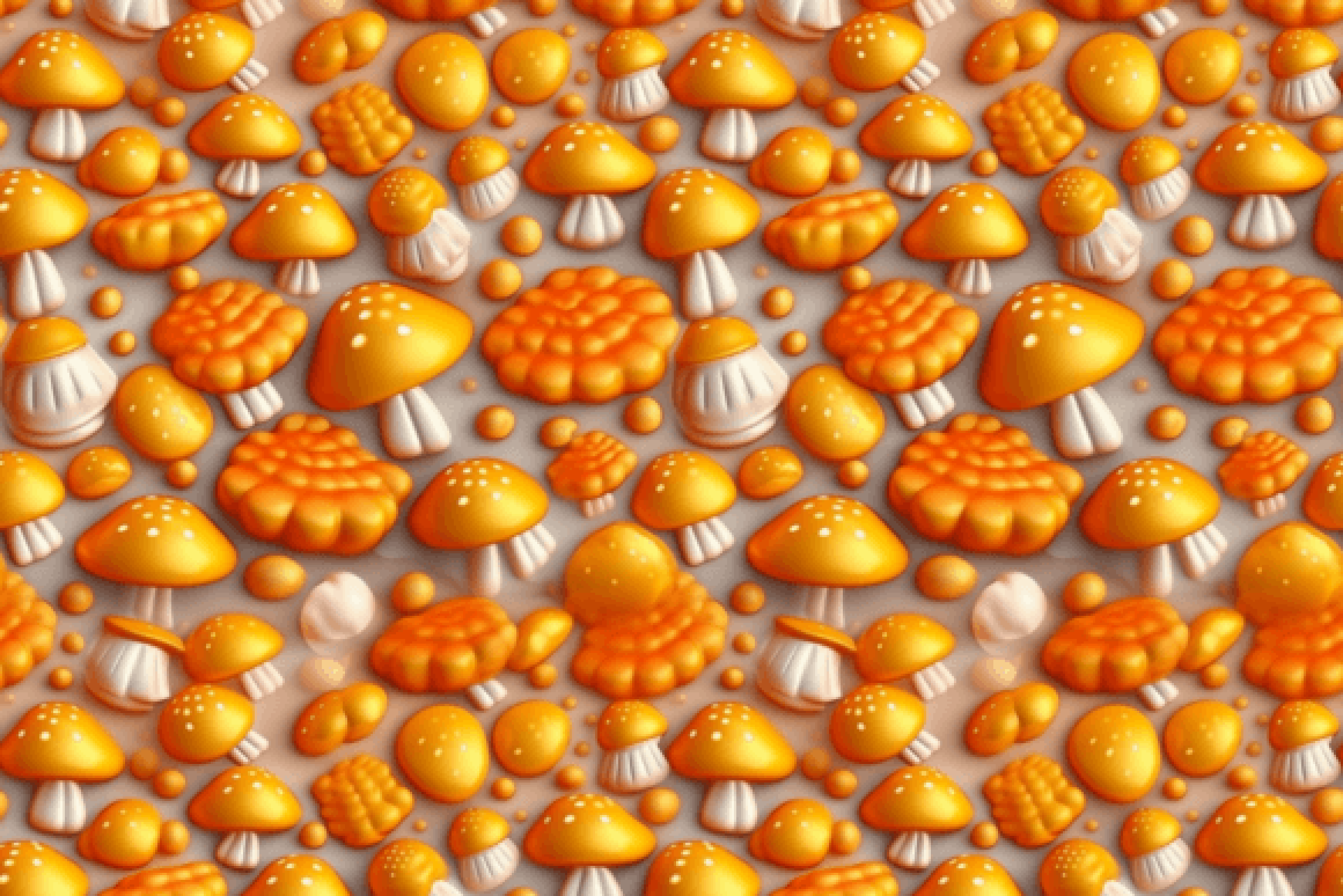 3D Colorful Abstract Mushroom Seamless Digital Paper