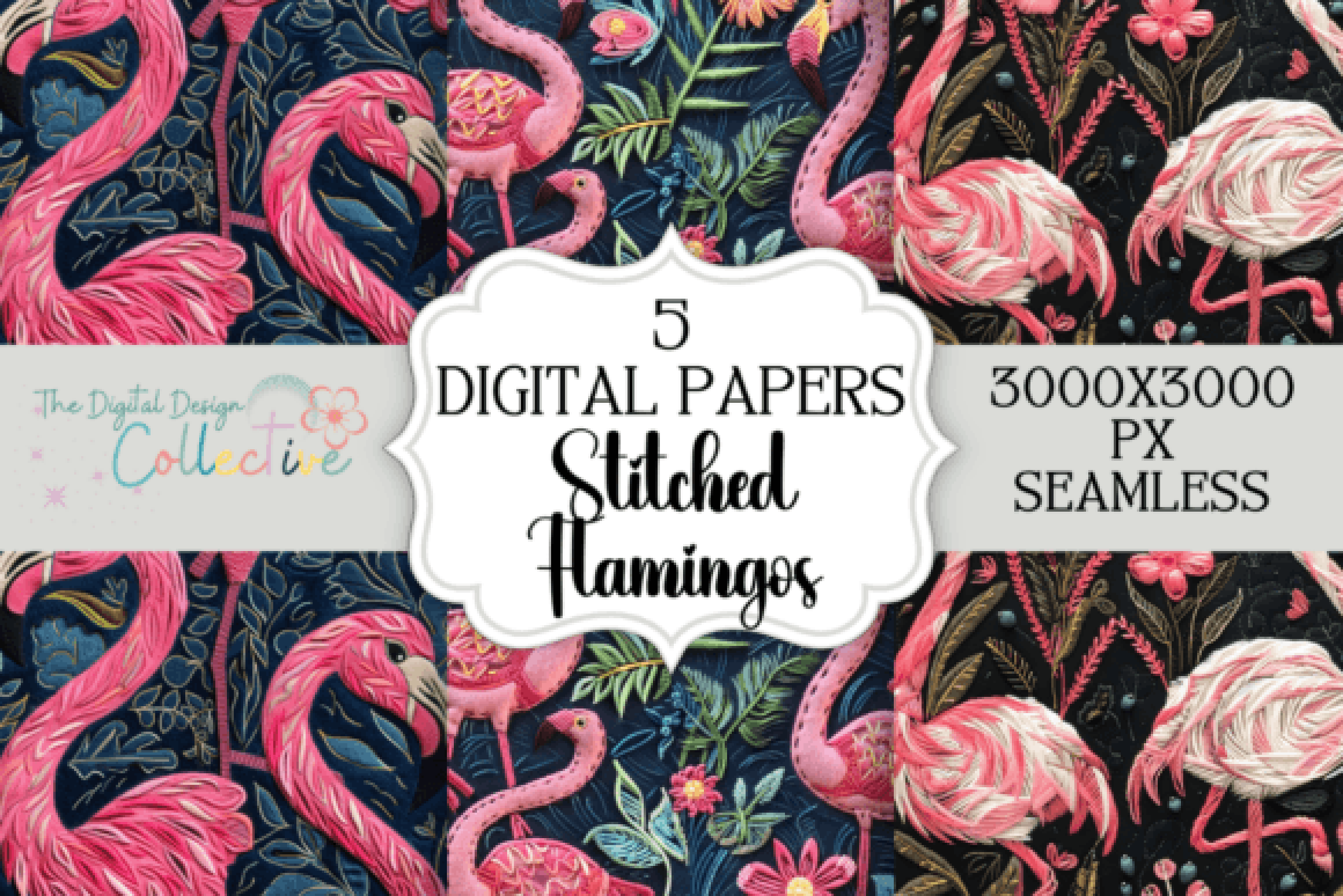 3D Flamingo Seamless Digital Paper