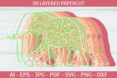 3D Layered Elephant Mandala SVG Bundle 1 - CraftNest - Digital Crafting and Art