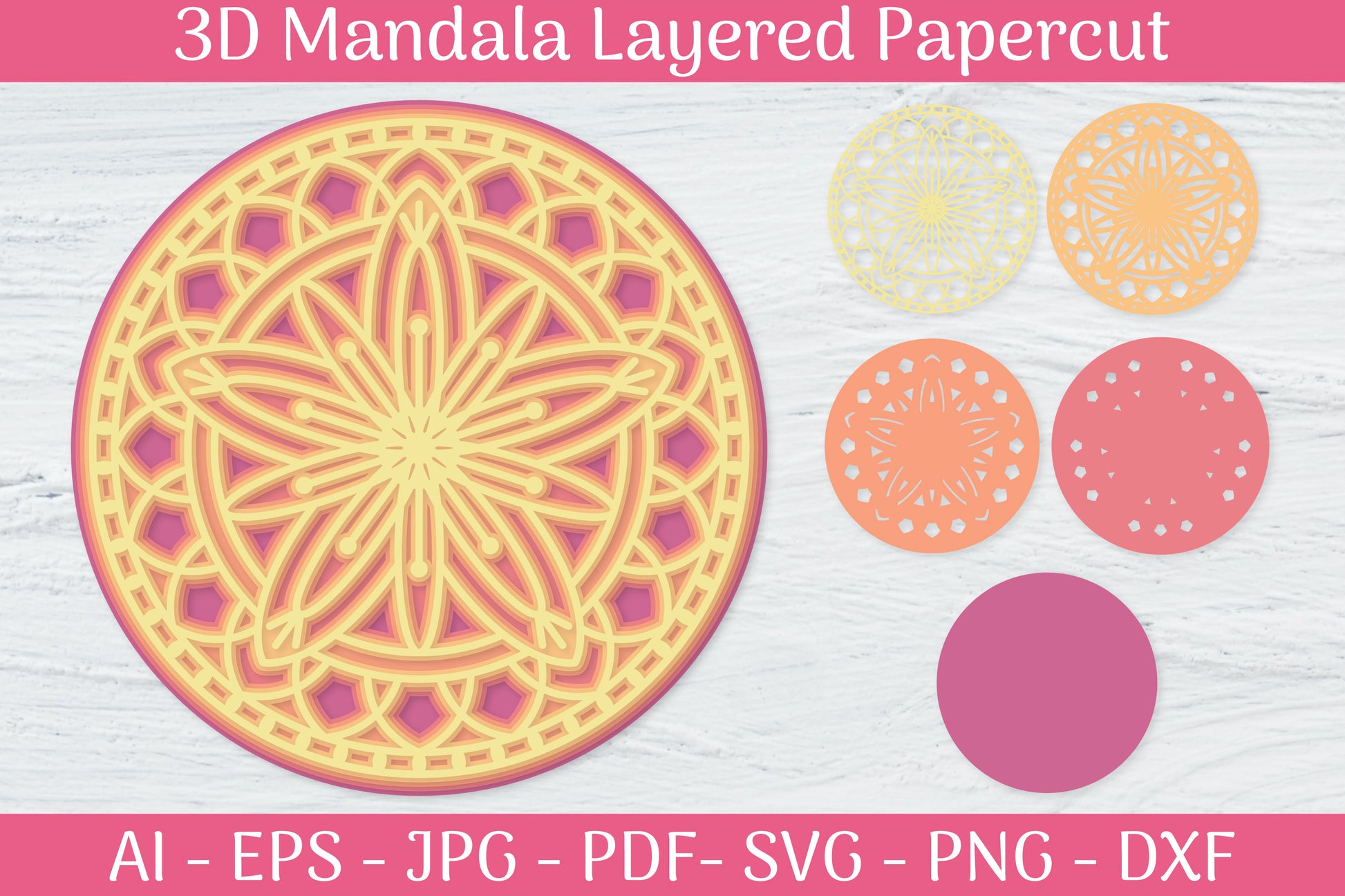 3D Mandala Layered Papercut SVG Bundle 11 - CraftNest - Digital Crafting and Art