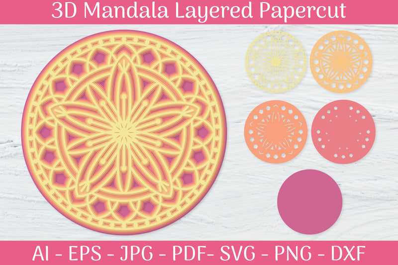 3D Mandala Layered Papercut SVG Bundle 11 - CraftNest - Digital Crafting and Art