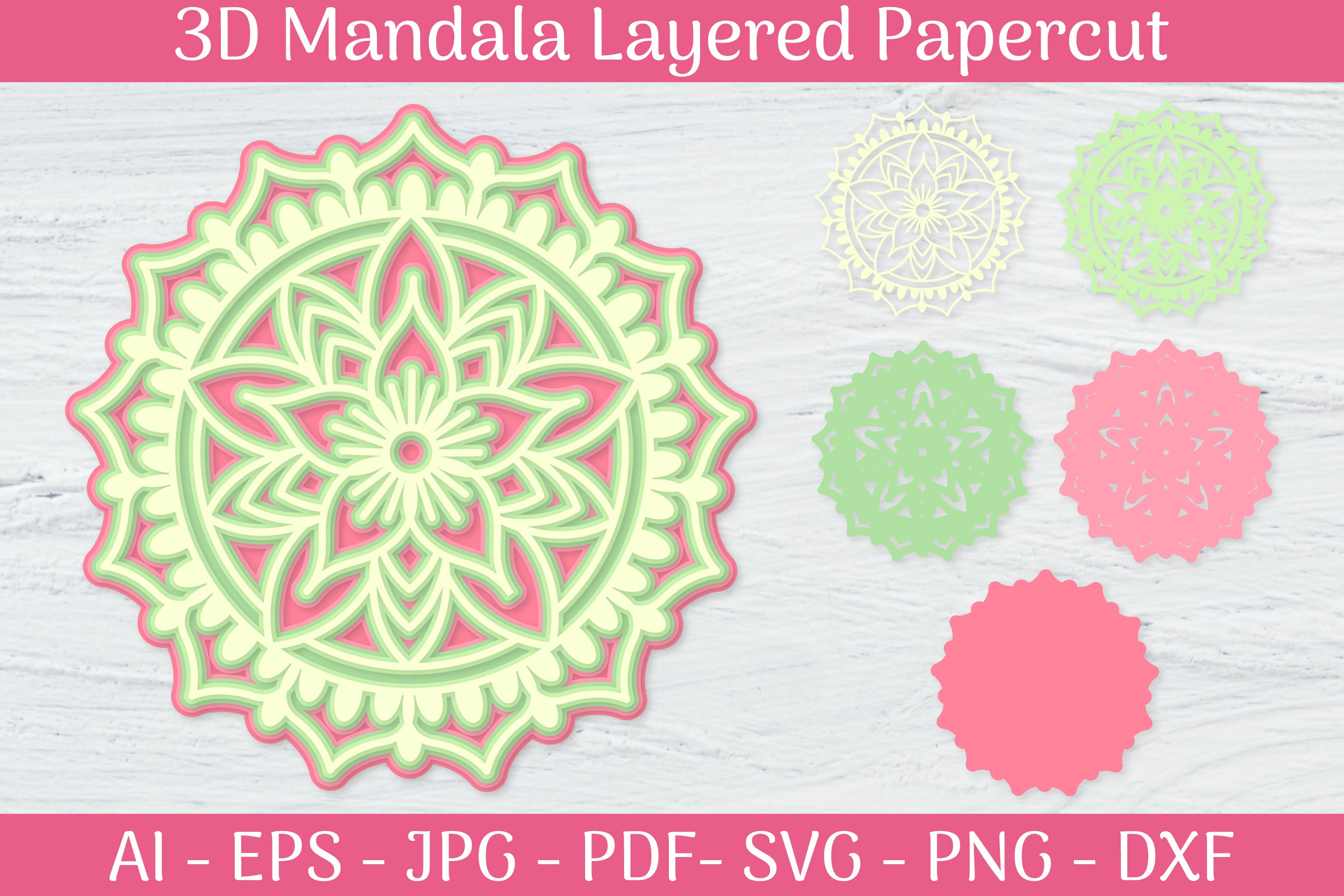 3D Mandala Layered Papercut SVG Bundle 17 - CraftNest - Digital Crafting and Art