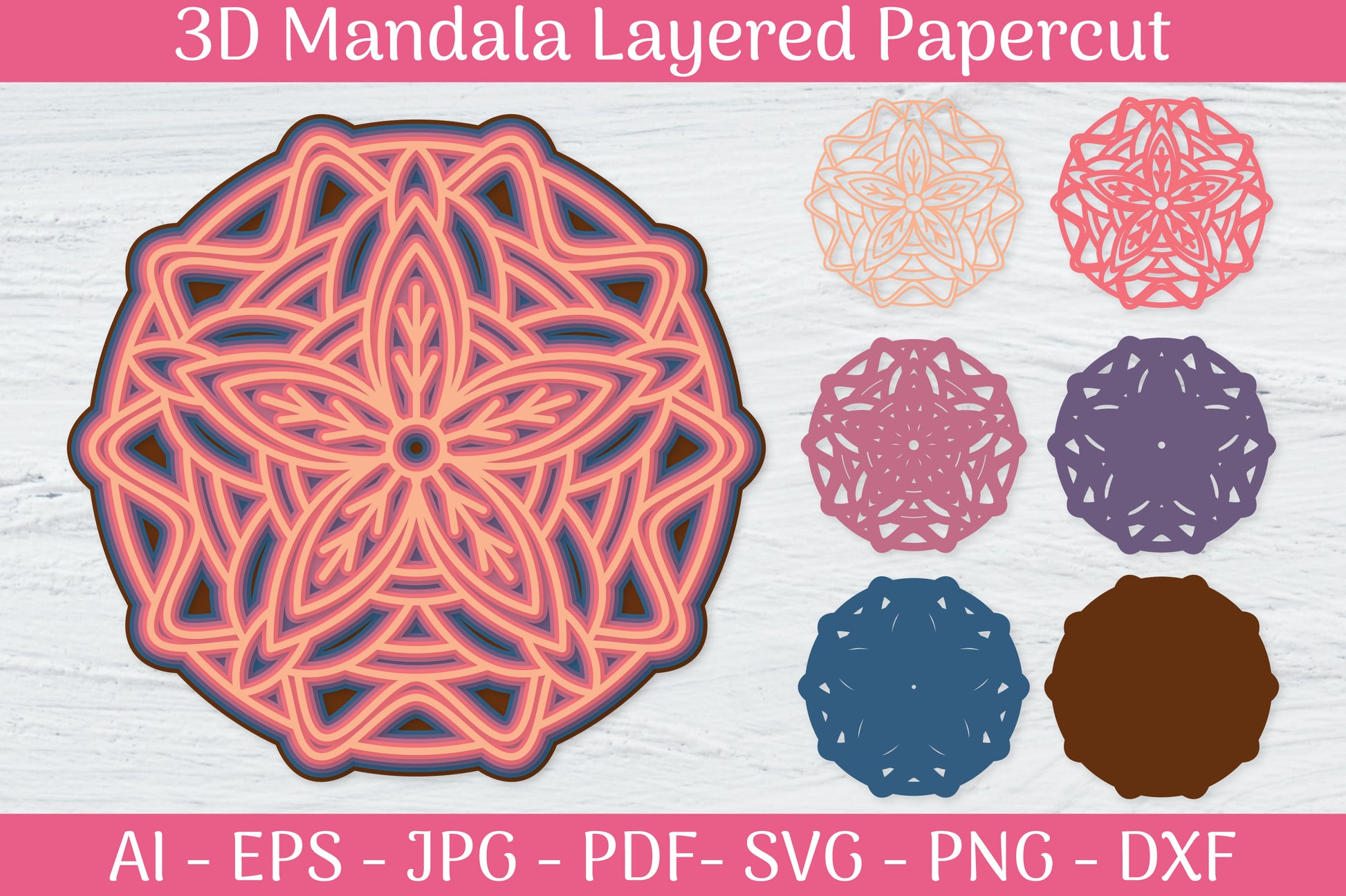 3D Mandala Layered Papercut SVG Bundle 13 - CraftNest - Digital Crafting and Art