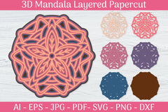 3D Mandala Layered Papercut SVG Bundle 13 - CraftNest - Digital Crafting and Art