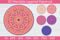 3D Mandala Layered Papercut SVG Bundle 12 - CraftNest - Digital Crafting and Art