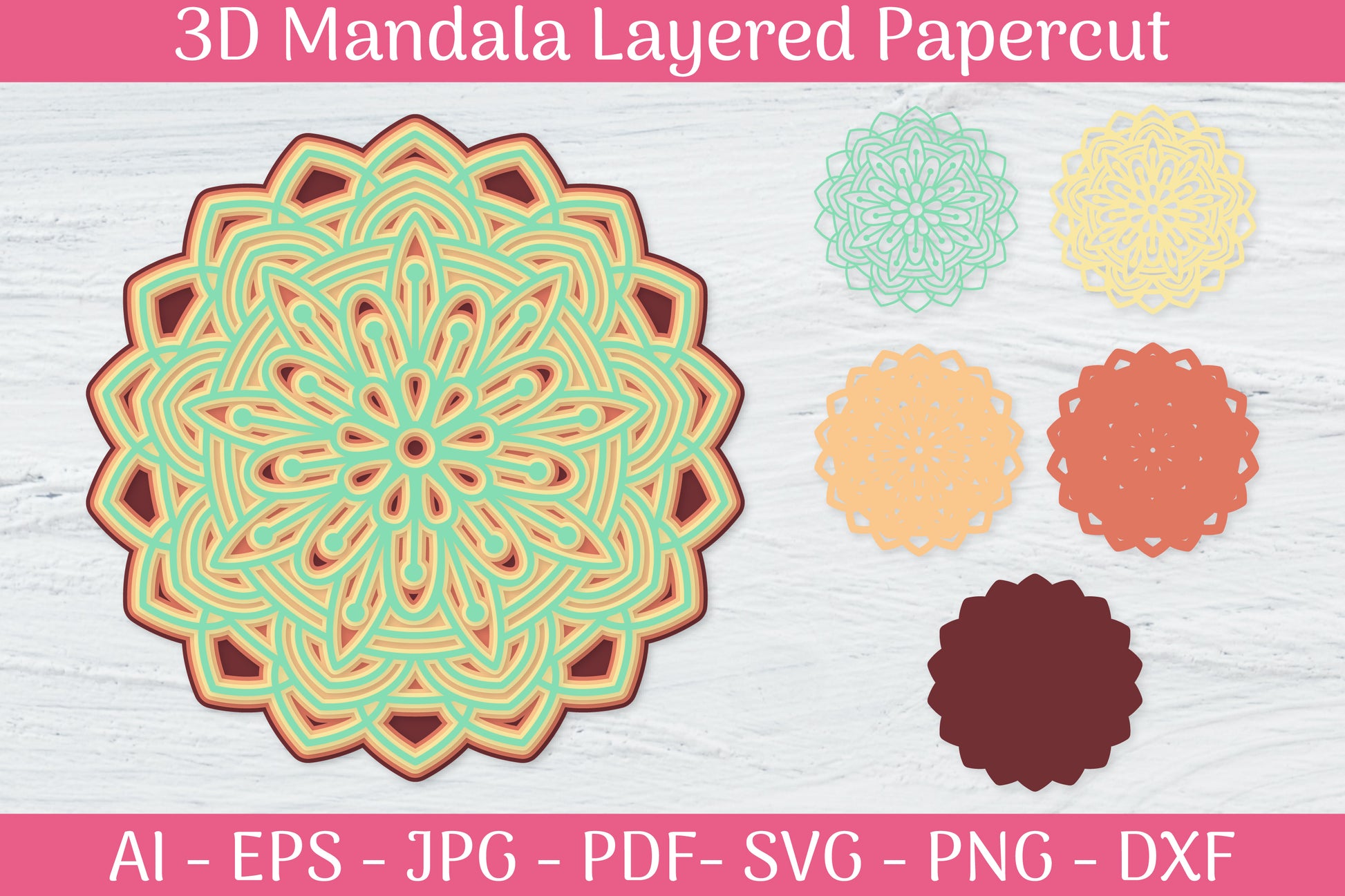 3D Mandala Layered Papercut SVG Bundle 15 - CraftNest - Digital Crafting and Art