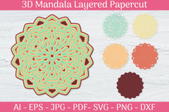 3D Mandala Layered Papercut SVG Bundle 15 - CraftNest - Digital Crafting and Art