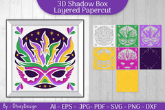 3D Mardi Gras Shadow Box Layered Papercut SVG Bundle 12 - CraftNest - Digital Crafting and Art