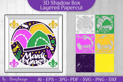 3D Mardi Gras Shadow Box Layered Papercut SVG Bundle 13 - CraftNest - Digital Crafting and Art