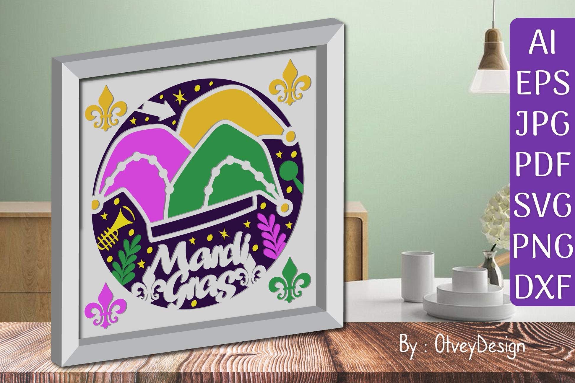 3D Mardi Gras Shadow Box Layered Papercut SVG Bundle 13 - CraftNest - Digital Crafting and Art