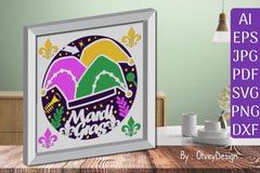 3D Mardi Gras Shadow Box Layered Papercut SVG Bundle 13 - CraftNest - Digital Crafting and Art