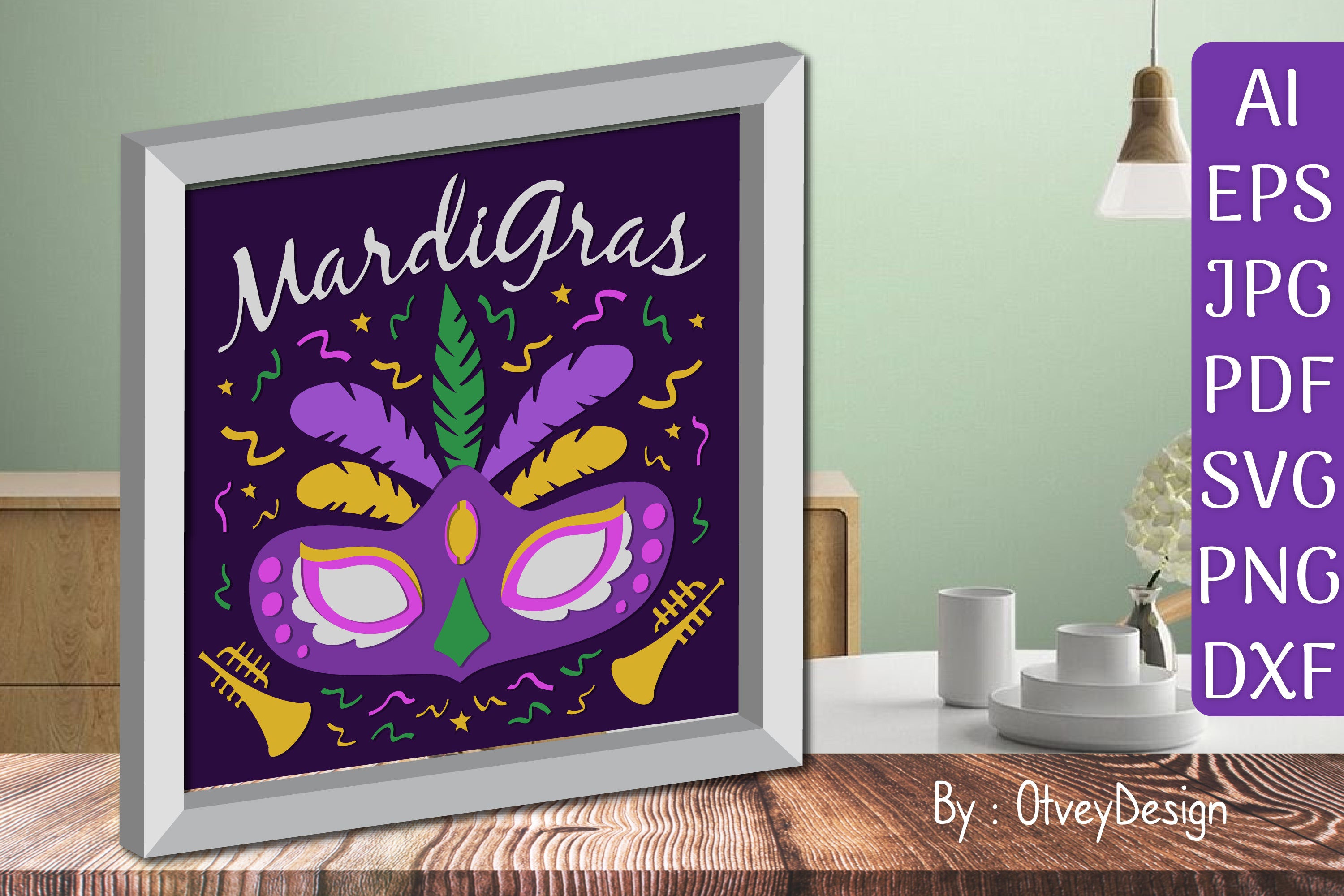 3D Mardi Gras Shadow Box Layered Papercut SVG Bundle - CraftNest - Digital Crafting and Art