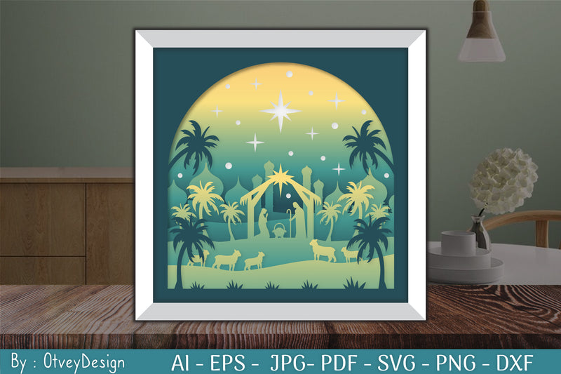 3D Nativity Scene Christmas Layered Papercut SVG Bundle 8 - CraftNest - Digital Crafting and Art