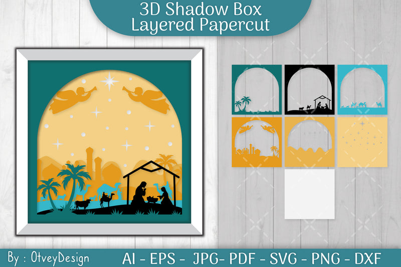 3D Nativity Scene Christmas Layered Papercut SVG Bundle 11 - CraftNest - Digital Crafting and Art