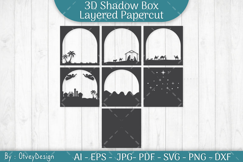 3D Nativity Scene Christmas Layered Papercut SVG Bundle 11 - CraftNest - Digital Crafting and Art