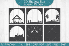 3D Nativity Scene Christmas Layered Papercut SVG Bundle 12 - CraftNest - Digital Crafting and Art