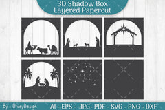 3D Nativity Scene Christmas Layered Papercut SVG Bundle - CraftNest - Digital Crafting and Art