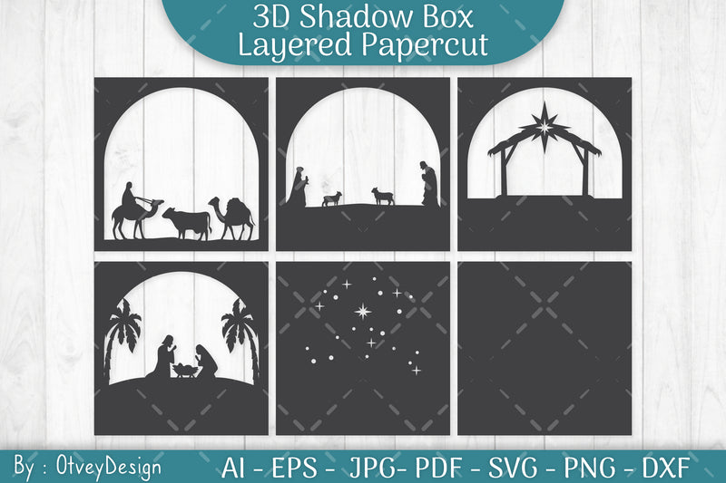 3D Nativity Scene Christmas Layered Papercut SVG Bundle - CraftNest - Digital Crafting and Art