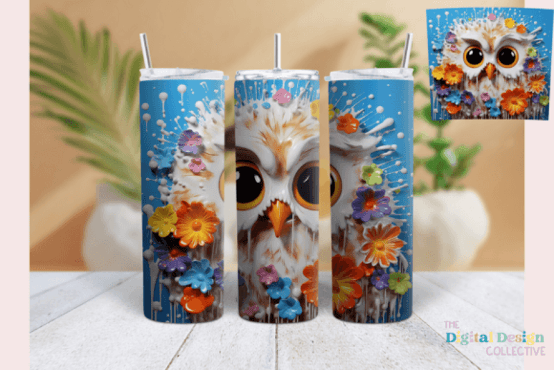 3D Owl Tumbler Wrap Bundle - CraftNest - Digital Crafting and Art