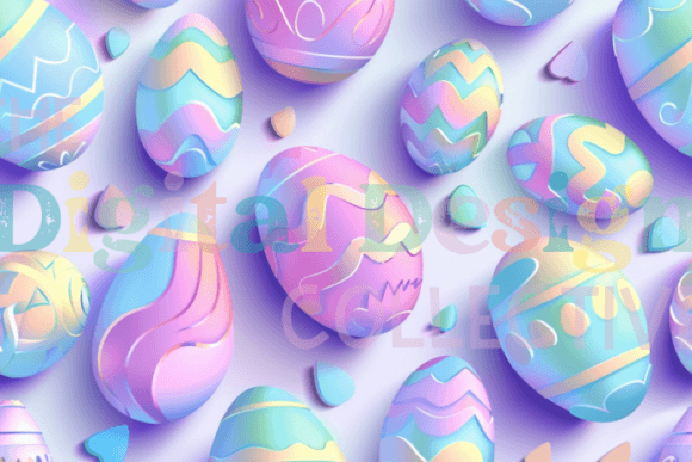 3D Pastel Easter Eggs Seamless Digital Design